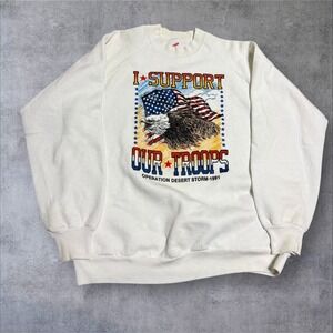Vintage 1991 Operation Desert Storm Sweatshirt XL  Eagle‎ White Men's